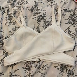 WHITE CUT OUT WRAP BRALETTE TOP